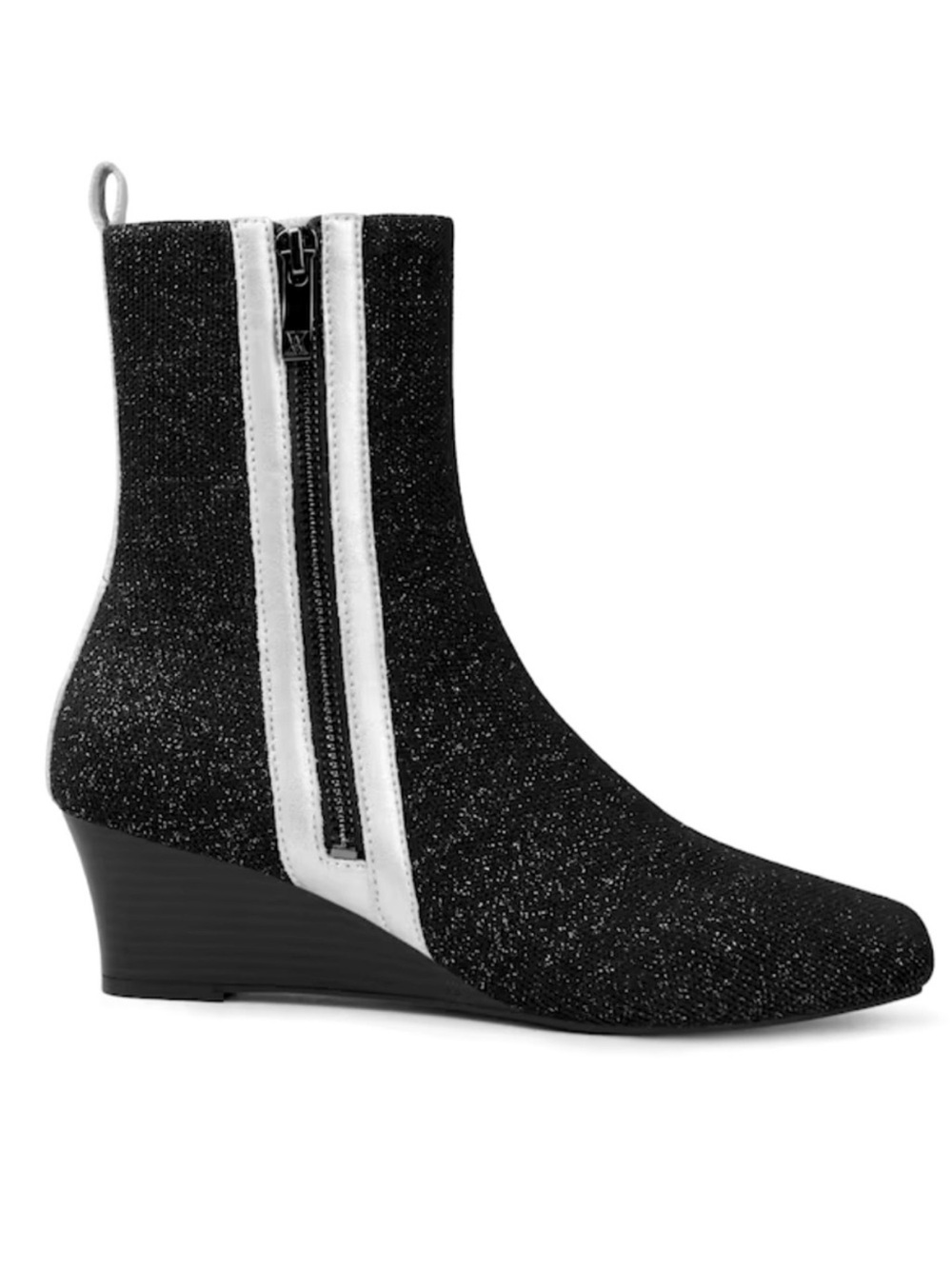 Vivaia Micaela Square-Toe Water-Repellent Zipper Boots Black Sparkle